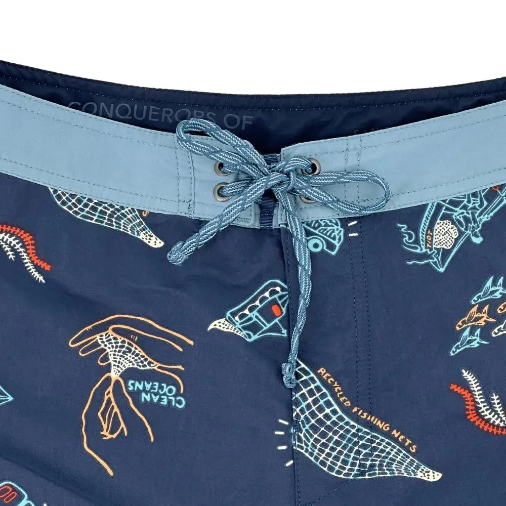 Patagonia Wavefarer Board Shorts Mens Size 40 Clean Currents Print Tidepool 19